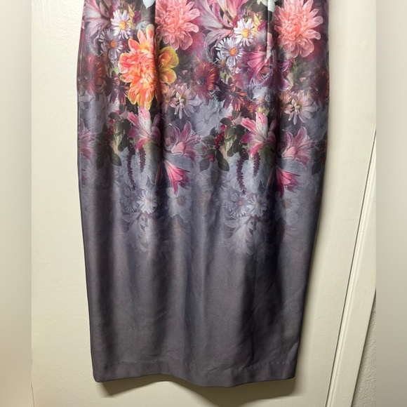 Betsey Johnson Grey Floral Sheath Rockabilly Retro Scuba Midi Fairygoth Dress 4 - Picture 7 of 14